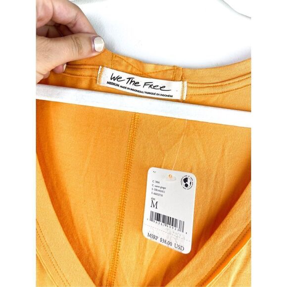 NWT Free People Moon Dancer Tank Top In Carrot Ginger Relaxed Fit V-Neck Size M - Picture 4 of 10